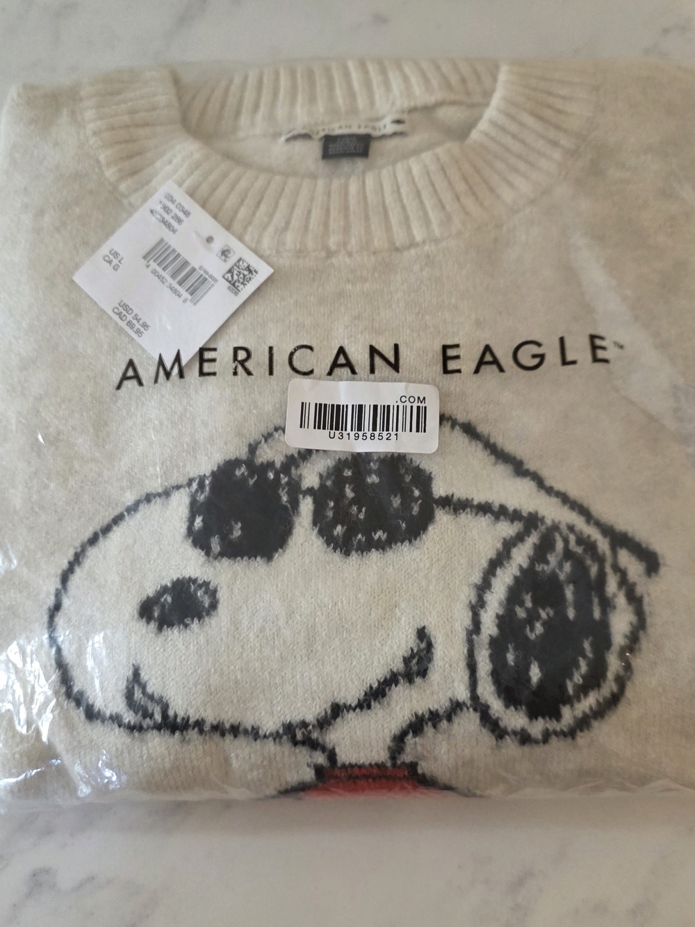 American Eagle Outfitters Snoopy Joe Sweater in Oatmeal color - Size L